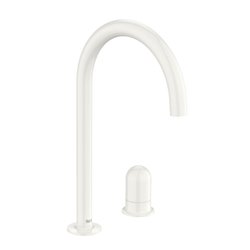 Mitigeur lavabo Nu version L 2 trous corps lisse poignée dôme blanc brillant H 287 mm