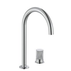 Mitigeur lavabo Nu version L 2 trous corps lisse avec flexible poignée cannelée chromé H 287 mm