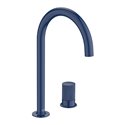 Mitigeur lavabo Nu version L 2 trous corps lisse poignée cannelée bleu cobalt H 287 mm