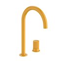 Mitigeur lavabo Nu version L 2 trous corps lisse poignée cannelée jaune miel H 287 mm
