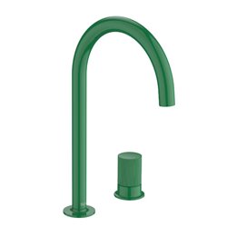 Mitigeur lavabo Nu version L 2 trous corps lisse poignée cannelée vert menthe H 287 mm