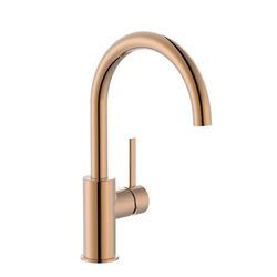 Mitigeur lavabo Ona version L avec poignée latérale corps lisse rose gold H 271 mm