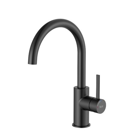 Mitigeur lavabo Ona version L avec poignée latérale corps lisse noir mat H 271 mm