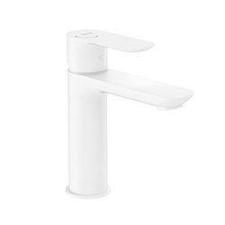 Mitigeur lavabo Cala version S corps lisse cold start blanc mat H 161 mm