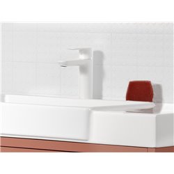 Mitigeur lavabo Cala version S corps lisse cold start blanc mat H 161 mm