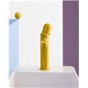 Mitigeur lavabo Nu version S corps lisse poignée dôme jaune miel H 192 mm