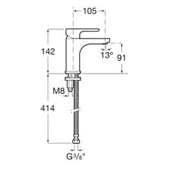 Mitigeur lavabo L20 version S corps lisse cold start noir mat H 142 mm