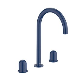 Mélangeur lavabo Nu pour version L 3 trous corps lisse poignée dôme bleu cobalt H 287 mm