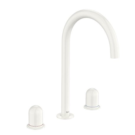 Mélangeur lavabo Nu pour version L 3 trous corps lisse poignée dôme blanc brillant H 287 mm