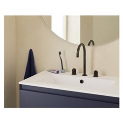 Mélangeur lavabo Nu pour version L 3 trous corps lisse poignée dôme titanium black H 287 mm