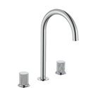 Mélangeur lavabo Nu pour version L 3 trous corps lisse poignées cannelées chromé H 287 mm