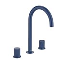 Mélangeur lavabo Nu pour version L 3 trous corps lisse poignées cannelées bleu cobalt H 287 mm