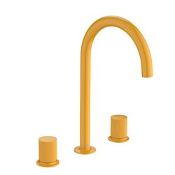 Mélangeur lavabo Nu pour version L 3 trous corps lisse poignées cannelées jaune miel H 287 mm