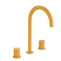 Mélangeur lavabo Nu pour version L 3 trous corps lisse poignées cannelées jaune miel H 287 mm