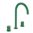 Mélangeur lavabo Nu pour version L 3 trous corps lisse poignées cannelées vert menthe H 287 mm