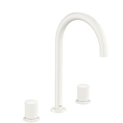 Mélangeur lavabo Nu pour version L 3 trous corps lisse poignées cannelées blanc brillant H 287 mm