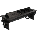 Bloc Pivotant 3 Prises + 2 ports USB type A et C TECH noir