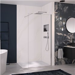Panneau de douche renforcé Integra Premium 100x250 cm marbre mordoré - profilé blanc