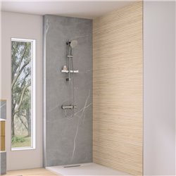 Panneau de douche renforcé Integra Design 100x250 cm marbre gris galet - profilé argent brillant