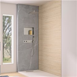 Panneau de douche renforcé Integra Premium 100x250 cm marbre gris galet - profilé argent brillant