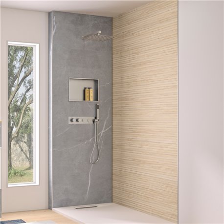 Panneau de douche renforcé Integra Premium 100x250 cm marbre gris galet - profilé argent brillant Panneau de douche renforcé Integra Premium 100x250 cm marbre gris galet - profilé argent brillant