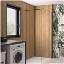 Panneau de douche renforcé Integra Essentiel+ 100x250 cm chêne antique - profilé noir intense grainé