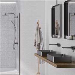 Panneau de douche Kinewall Design 100x202 cm Faïence 3D blanc