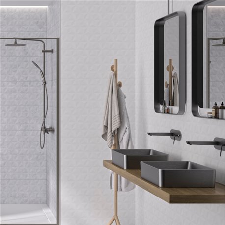 Panneau de douche Kinewall Design 100x202 cm Faïence 3D blanc Panneau de douche Kinewall Design 100x202 cm Faïence 3D blanc