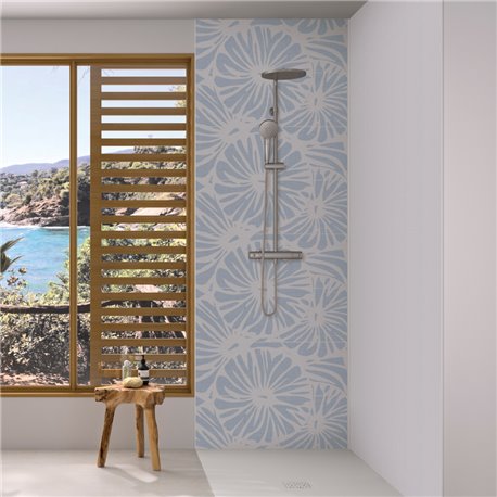 Panneau de douche Kinewall Design 100x202 cm Faïence tissé bleu rosace Panneau de douche Kinewall Design 100x202 cm Faïence tissé bleu rosace