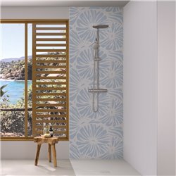 Panneau de douche Kinewall Design 125x202 cm Faïence tissé bleu rosace