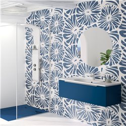 Panneau de douche Kinewall Design 125x202 cm Faïence tissé bleu marine rosace