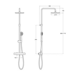 Colonne de douche Even-T Round Chromée H 800-1175 mm thermostatique