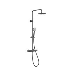 Colonne de douche Even-T Round Titanium black Brossé H 800-1175 mm thermostatique
