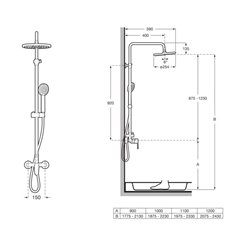 Colonne de douche Victoria-M Plus Chromée H 875-1230 mm mitigeur monocommande
