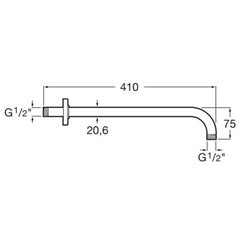 Bras de douche mural 410 mm Blanc mat