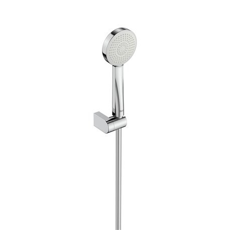 Douchette Stella 100/1 Ø 100 mm avec support articulé et flexible PVC satiné 1,70 m 1 fonction 8 L/min chromé