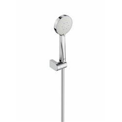 Douchette Stella 100/3 Ø 100 mm avec support articulé et flexible PVC satiné 1,70 m 3 fonctions 8 L/min chromé