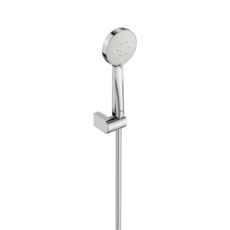 Douchette Stella 100/3 Ø 100 mm avec support articulé et flexible PVC satiné 1,70 m 3 fonctions 8 L/min chromé