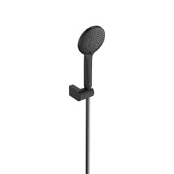 Douchette Sensum Round 110/3 Ø 110 mm avec support articulé et flexible PVC satiné 1,70 m 3 fonctions 6 L/min Noir mat