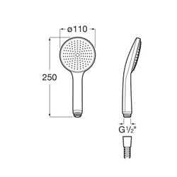 Douchette Sensum Round 110/3 Ø 110 mm avec 3 fonctions  6 L/min Noir mat