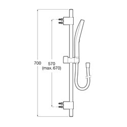 Ensemble de douche Plenum Round 130/3 Ø 130 mm avec barre coulissante 700 mm et flexible PVC satiné 1,70 m chromé