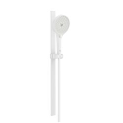 Ensemble de douche Plenum Round 130/3 Ø 130 mm avec barre coulissante 700 mm et flexible PVC satiné 1,70 m blanc mat