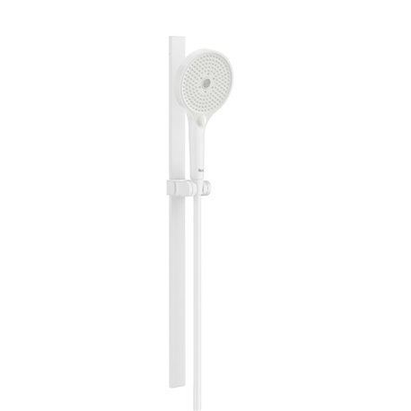 Ensemble de douche Plenum Round 130/3 Ø 130 mm avec barre coulissante 700 mm et flexible PVC satiné 1,70 m blanc mat