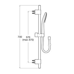 Ensemble de douche Sensum Round 130/3 Ø 130 mm avec barre coulissante 700 mm et flexible PVC satiné 1,70 m 3 fonctions chromé