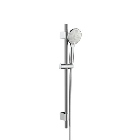 Ensemble de douche Sensum Round 130/3 Ø 130 mm avec barre coulissante 700 mm et flexible PVC satiné 1,70 m 3 fonctions chromé
