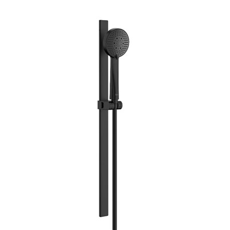 Ensemble de douche Stella 100/3 Ø 100 mm avec barre coulissante 700 mm et flexible 1,70 m 3 fonctions noir mat