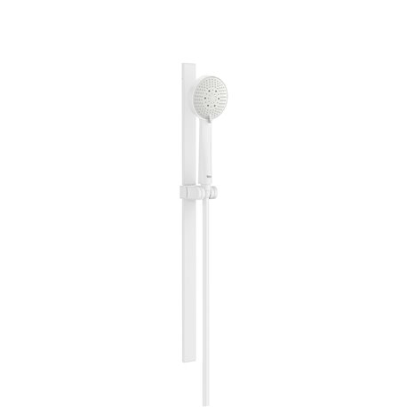Ensemble de douche Stella 100/3 Ø 100 mm avec barre coulissante 700 mm et flexible 1,70 m 3 fonctions blanc mat