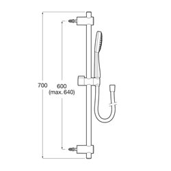 Ensemble de douche Stella 100/1 Ø 100 mm avec barre coulissante 700 mm et flexible 1,70 m chromé