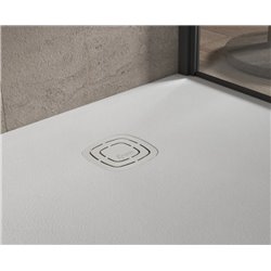 Receveur de douche Kineone 180x80 cm blanc, texture granit avec grille assortie