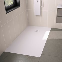 Receveur de douche Kineone 180x80 cm blanc, texture granit avec grille assortie